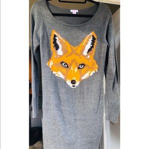 Gray Sweater with Fox Face
